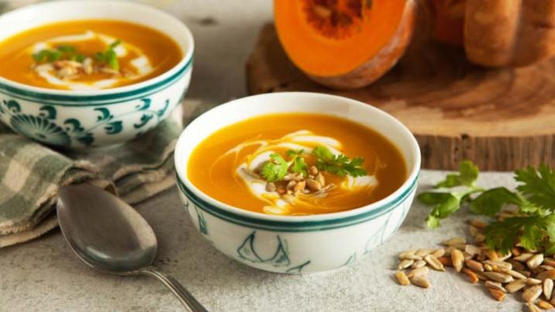 Pumpkin and Sweet Potato Soup + Breaded Porkchop 