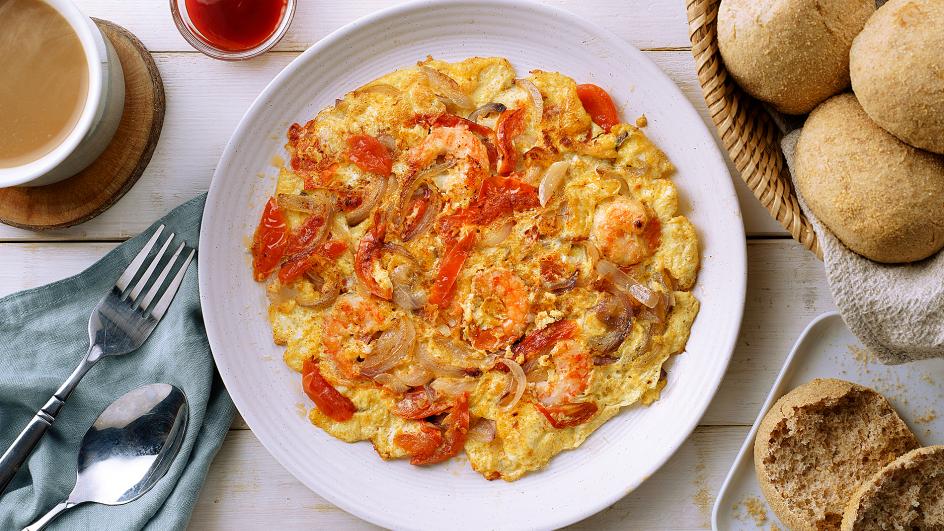 Tortang Sibuyas, Kamatis at Hipon Recipe