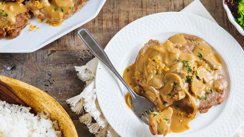 Pork Steak in Mushroom Sauce
