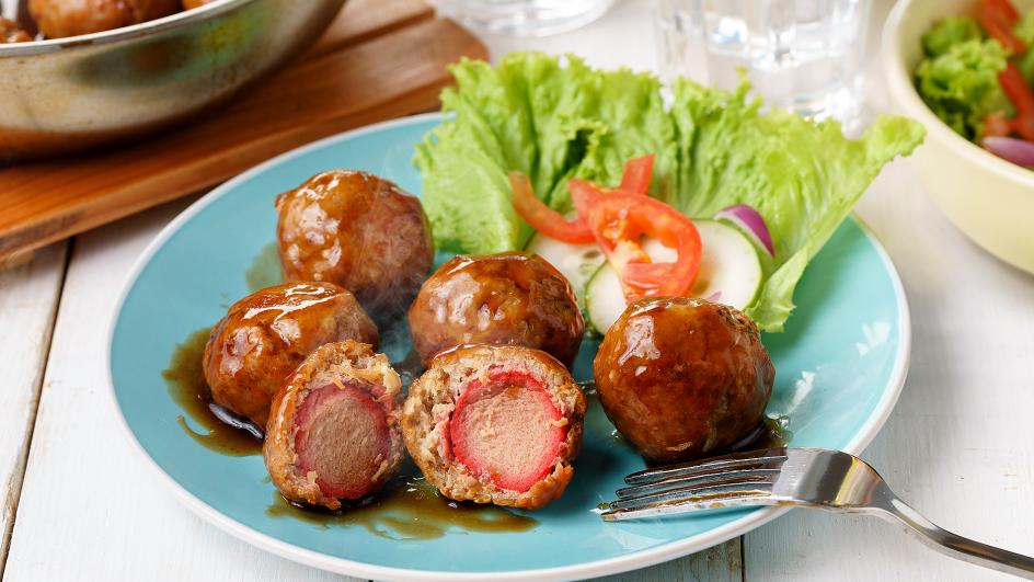 Hotdog Stuffed Meatballs Recipe