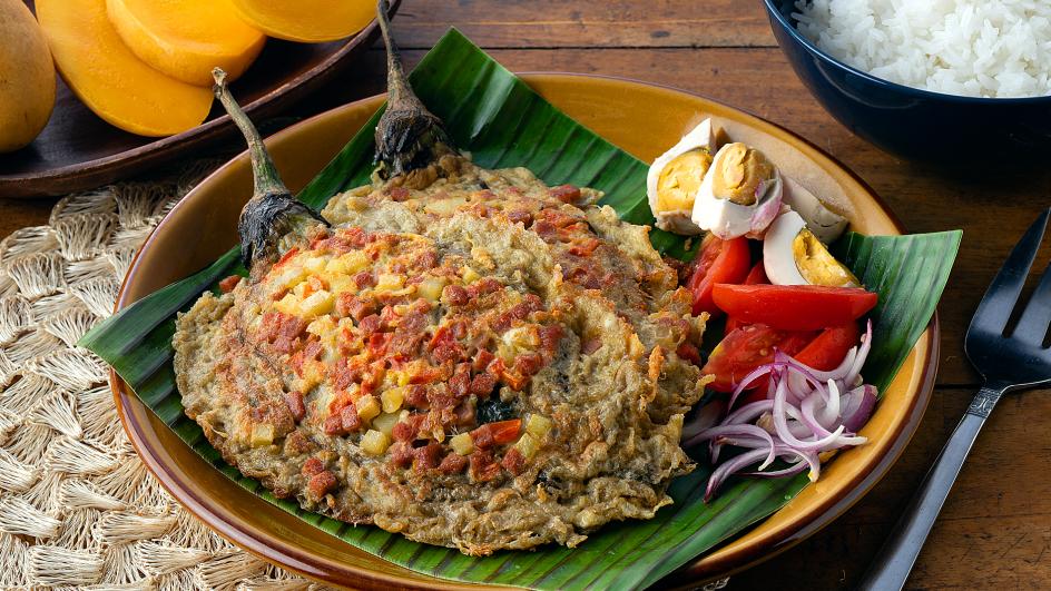 Tortang Talong with Luncheon Meat