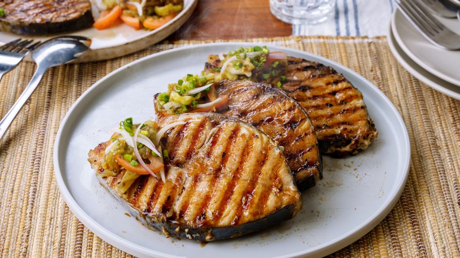 Grilled Tanigue with Eggplant Salad Recipe