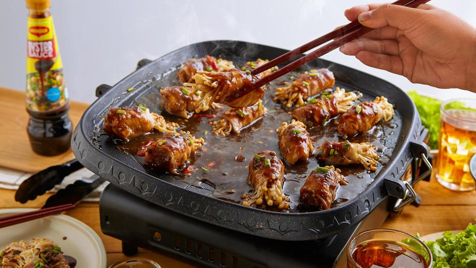 Oyster Pork-Wrapped Mushrooms