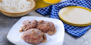 Pinoy Burger Steak in Mushroom Sauce