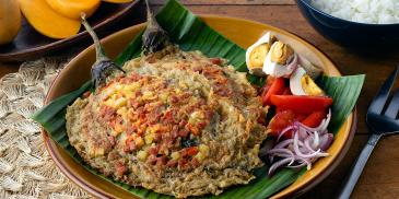 Tortang Talong with Luncheon Meat